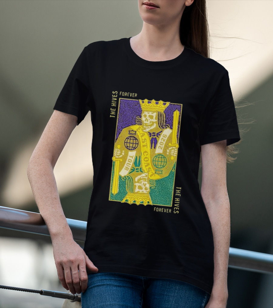 The Hives East Coast Tour 2026 Playing Cards Skeleton King T-Shirt