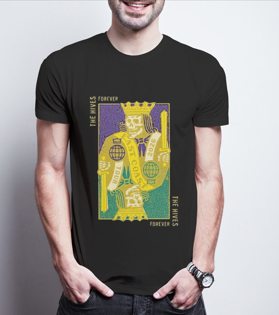 The Hives East Coast Tour 2026 Playing Cards Skeleton King T-Shirt