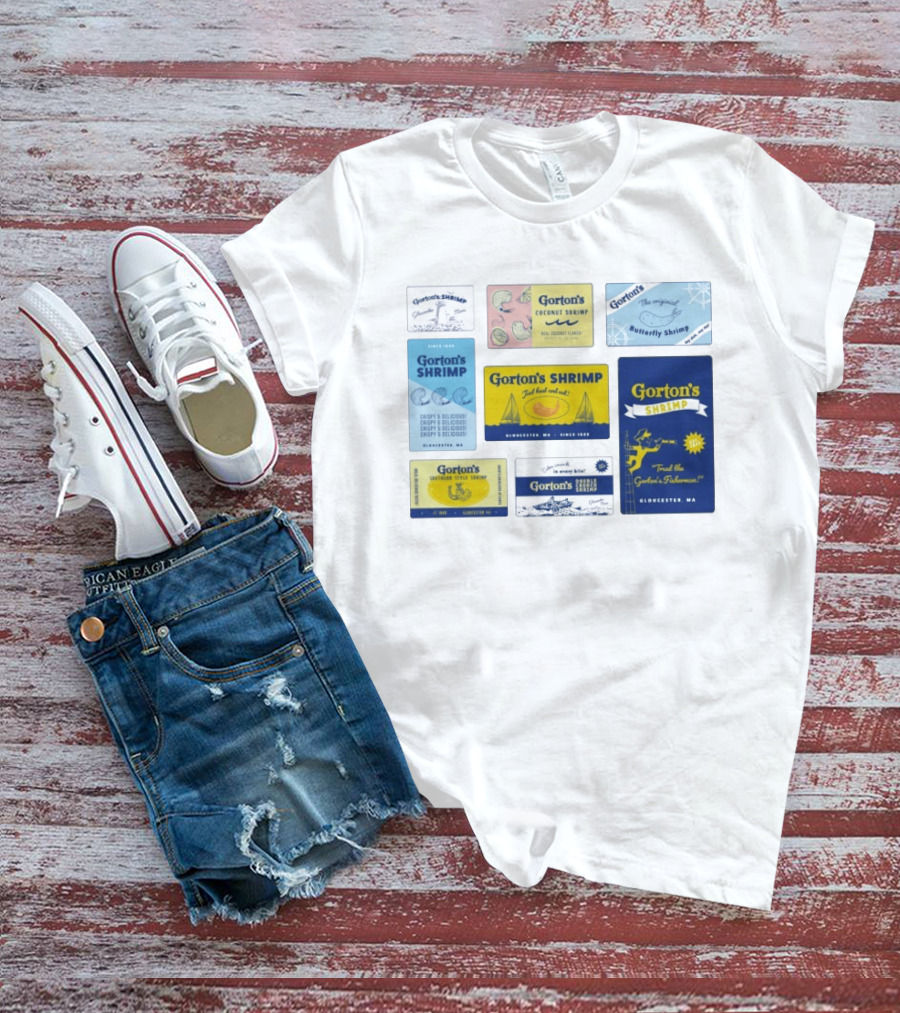 Gorton's Seafood Shrimp Box Collection Gloucester MA Vintage Packaging T-Shirt
