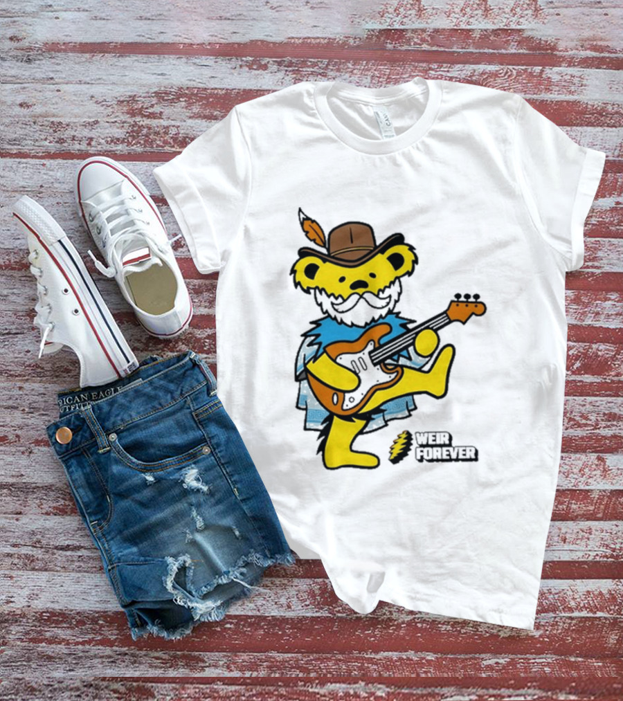 Weir Forever Blue Bear Playing Guitar T-Shirt