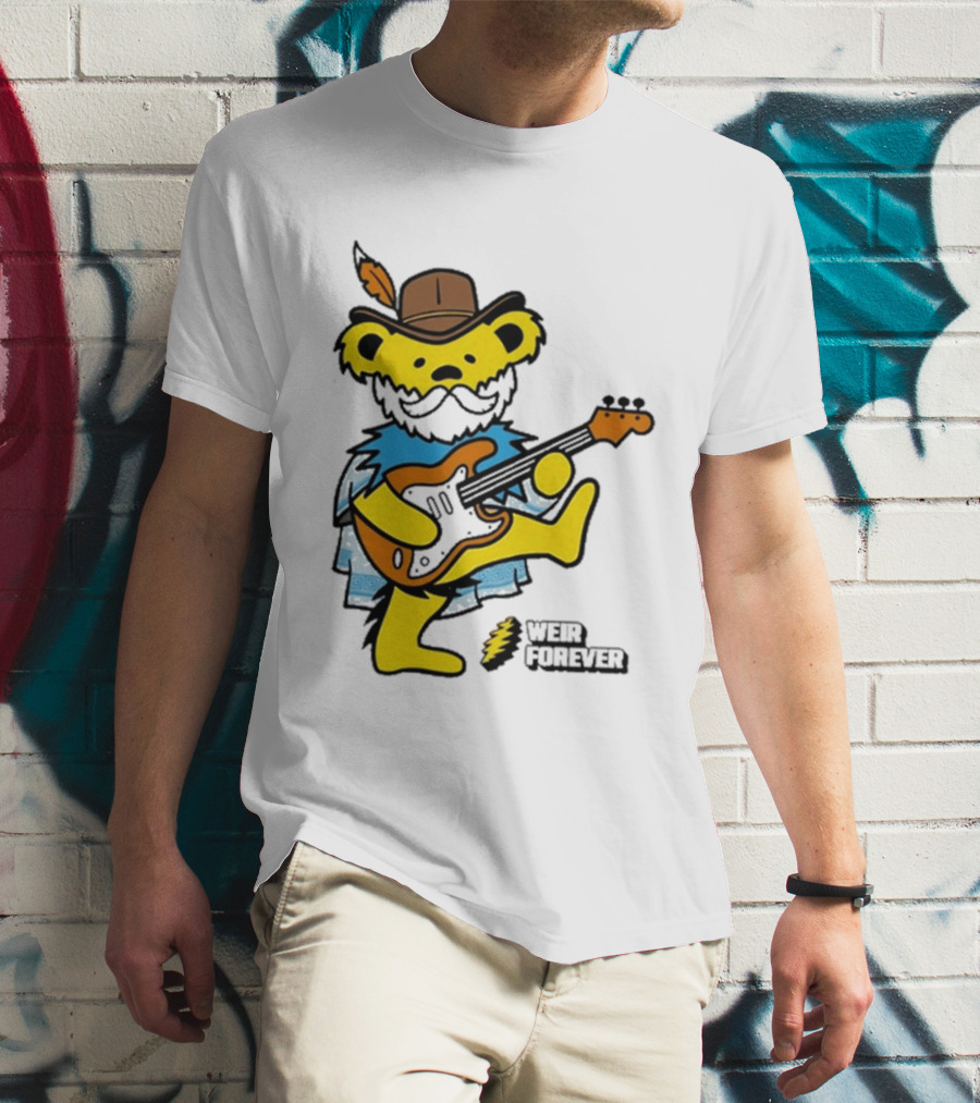 Weir Forever Blue Bear Playing Guitar T-Shirt