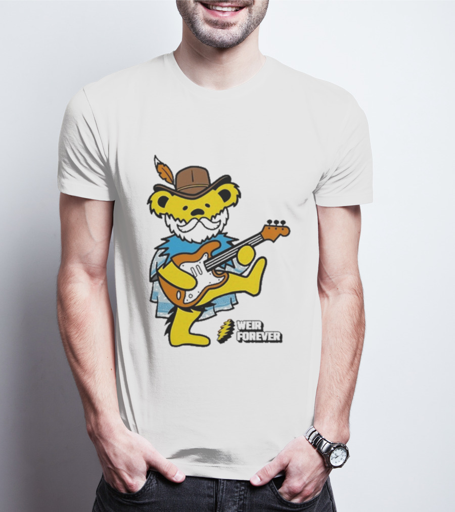Weir Forever Blue Bear Playing Guitar T-Shirt