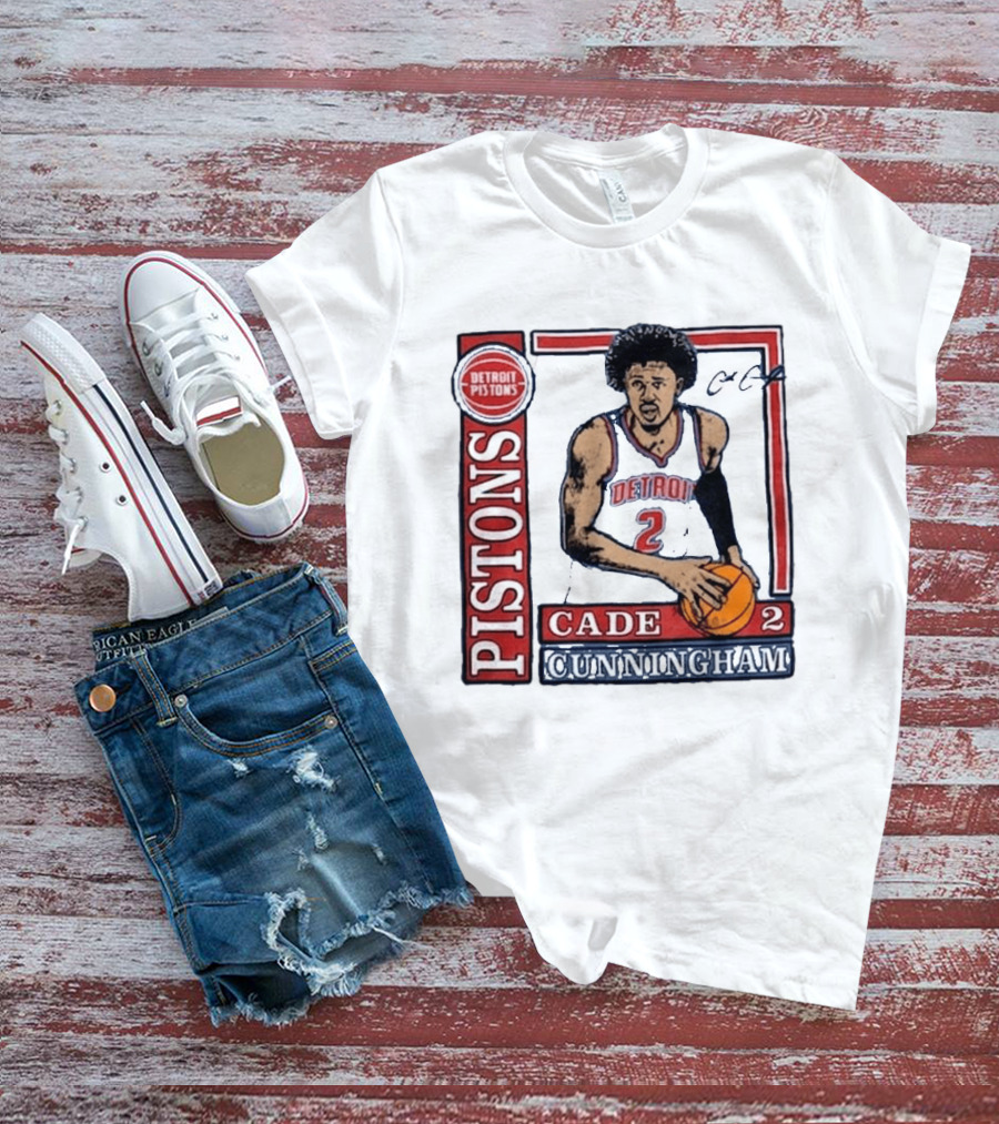Detroit Pistons Cade Cunningham Basketball Number 2 T-Shirt