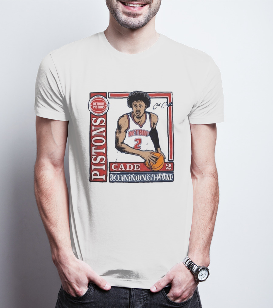 Detroit Pistons Cade Cunningham Basketball Number 2 T-Shirt
