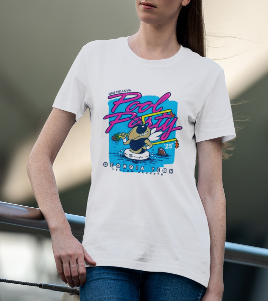 Georgia Tech Yellow Jackets Pool Party Buzz Drinking Summer Vibes T-Shirt