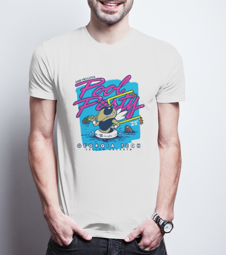 Georgia Tech Yellow Jackets Pool Party Buzz Drinking Summer Vibes T-Shirt