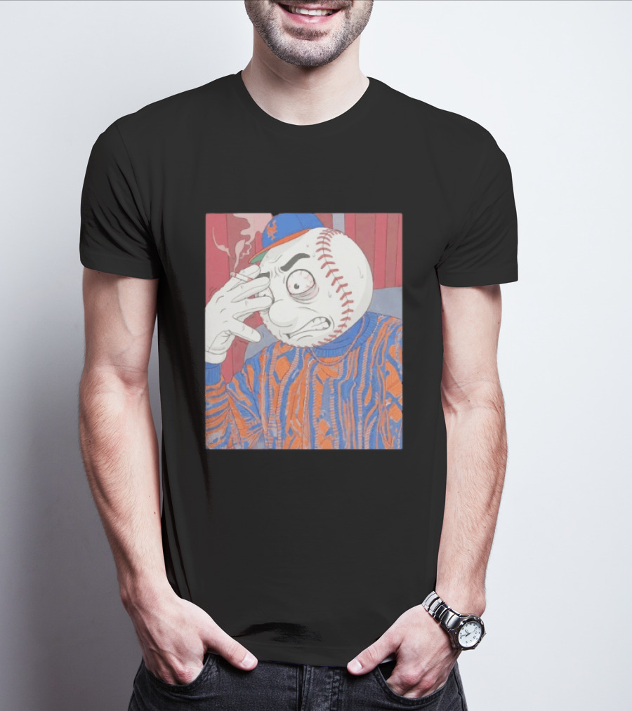 Mr. Met Stressed Smoking New York Mets Baseball Fan T-Shirt