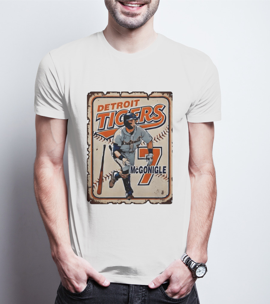 Detroit Tigers Baseball McGonigle Number 7 T-Shirt