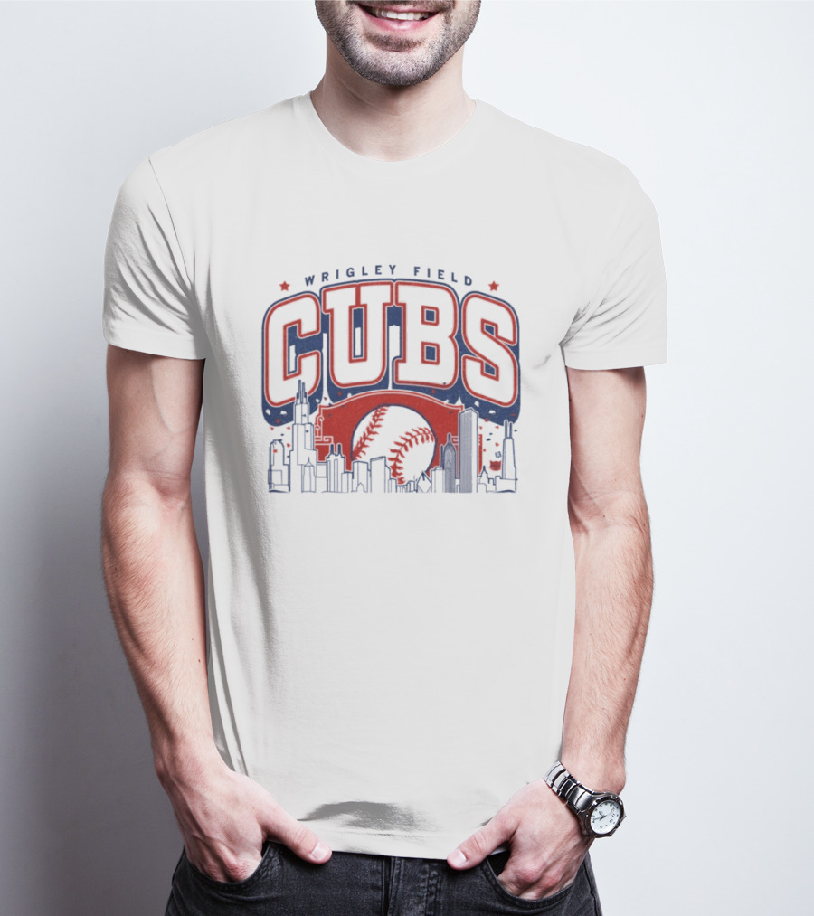 Wrigley Field Cubs Skyline Baseball Chicago T-Shirt