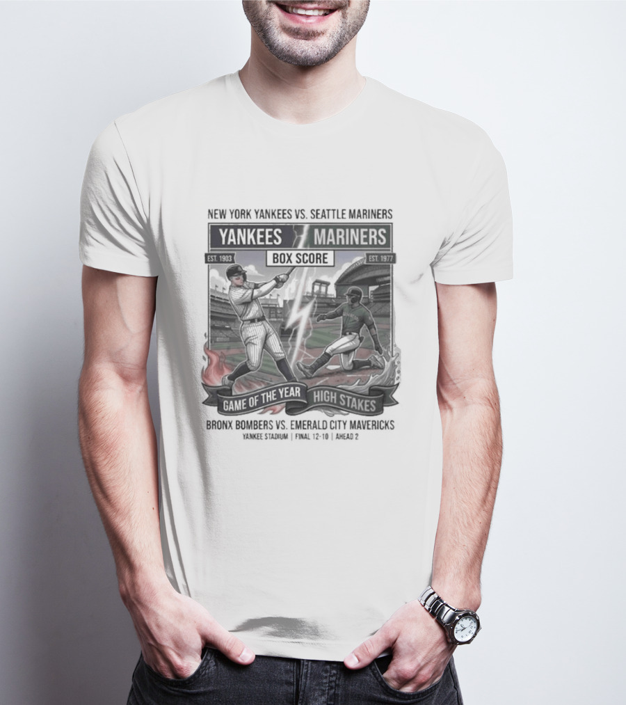 New York Yankees Seattle Mariners Box Score Game Of The Year T-Shirt