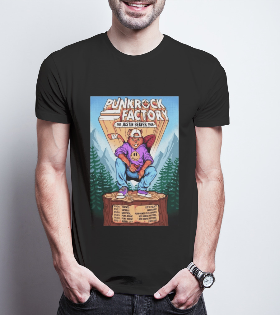 Punk Rock Factory Justin Beaver Tour 2026 Dates And Locations T-Shirt