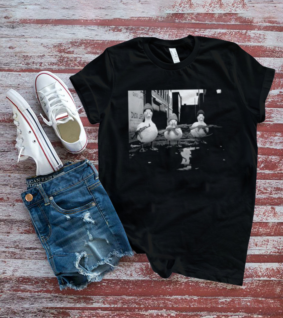 Quack Gang Duck Life Street Scene With Armed Ducks T-Shirt
