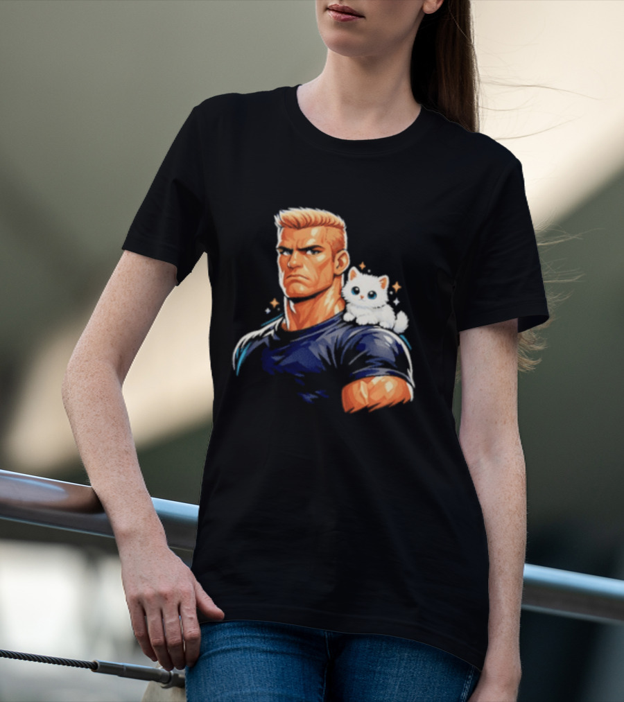 GigaChad With Tiny Cat Meme Buff Aesthetic T-Shirt