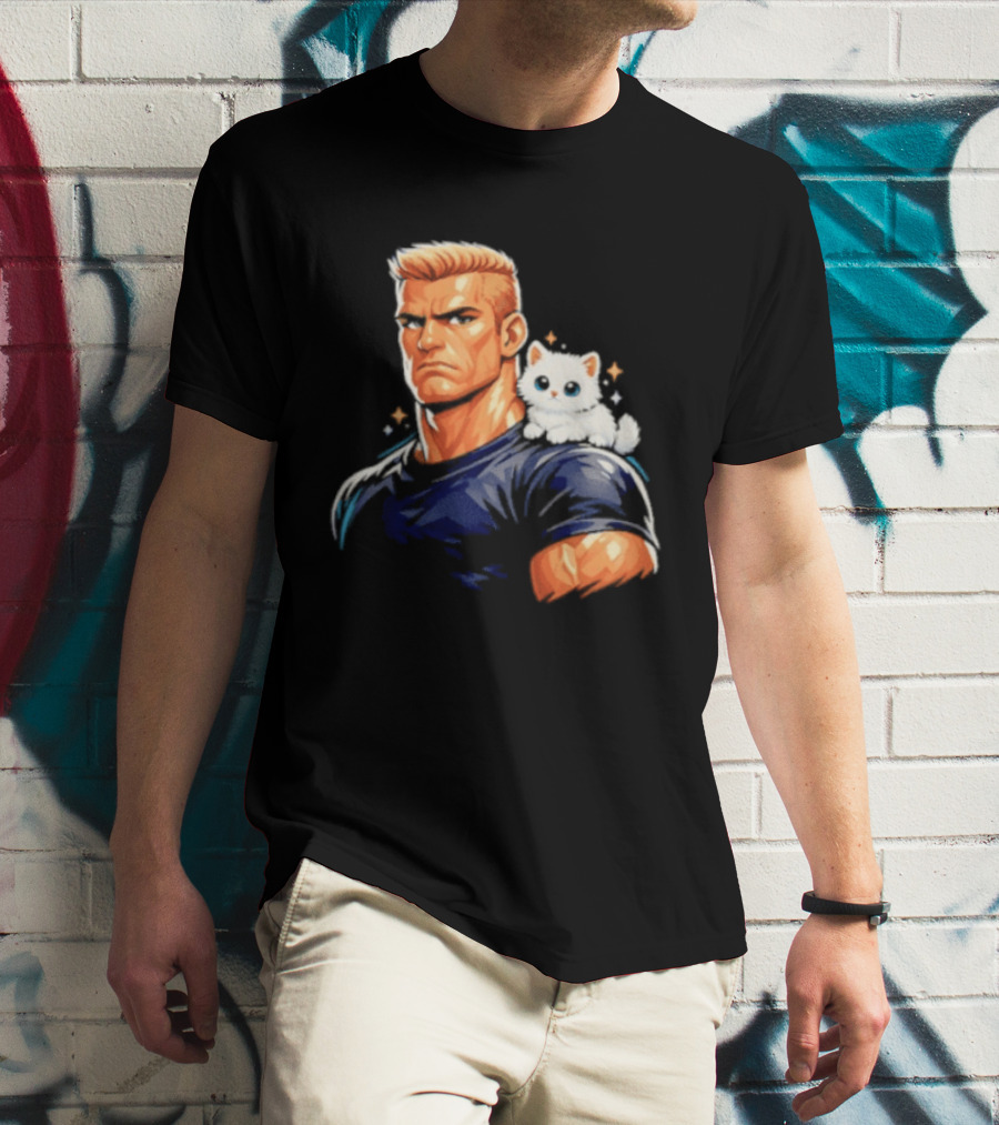GigaChad With Tiny Cat Meme Buff Aesthetic T-Shirt