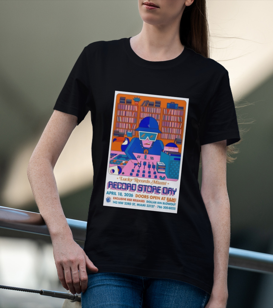 Lucky Records Miami Record Store Day April 18 2026 Exclusive RSD Releases Dollar Bin Blowout T-Shirt