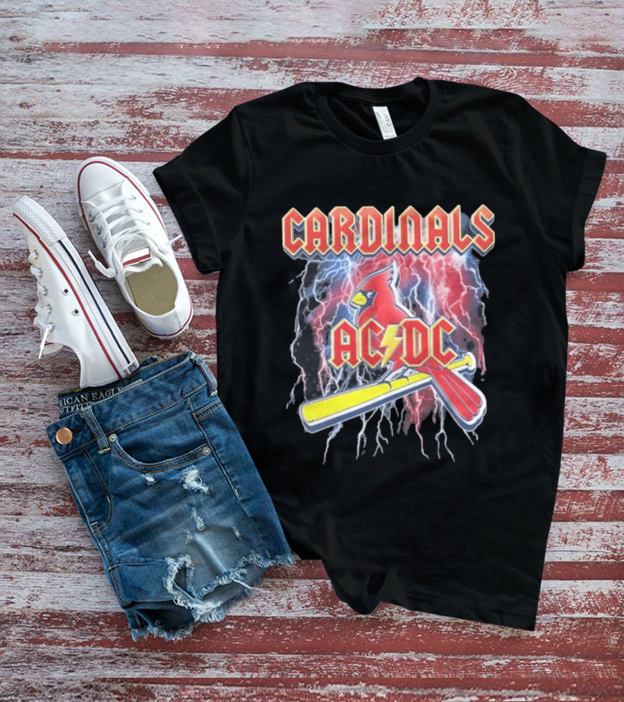 Cardinals AC DC Lightning Bat Baseball T-Shirt