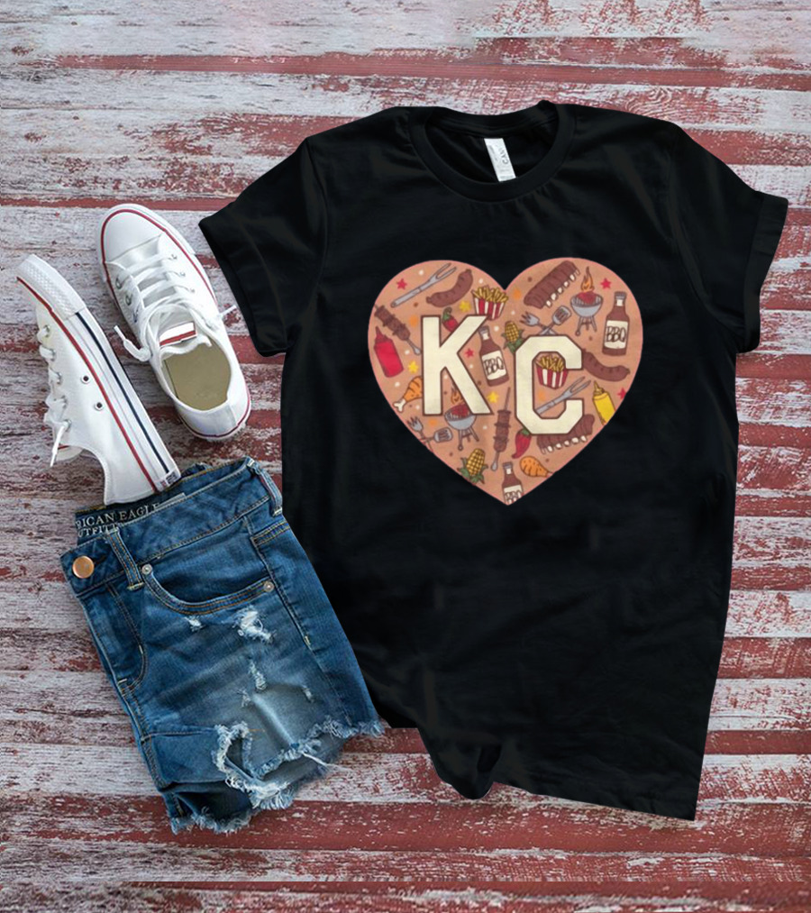 KC Heart BBQ With Grills Ribs And Sauce T-Shirt