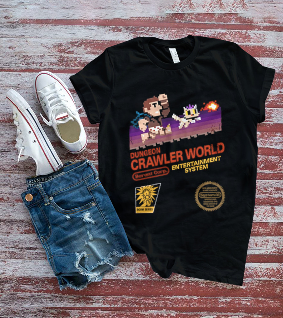 Dungeon Crawler World Entertainment System Pixel Adventure Quest Retro Game T-Shirt