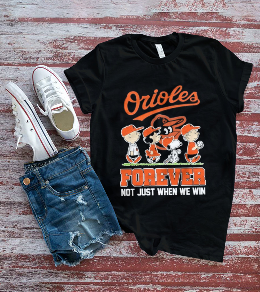 Orioles Forever Peanuts Characters Baseball Team Spirit T-Shirt