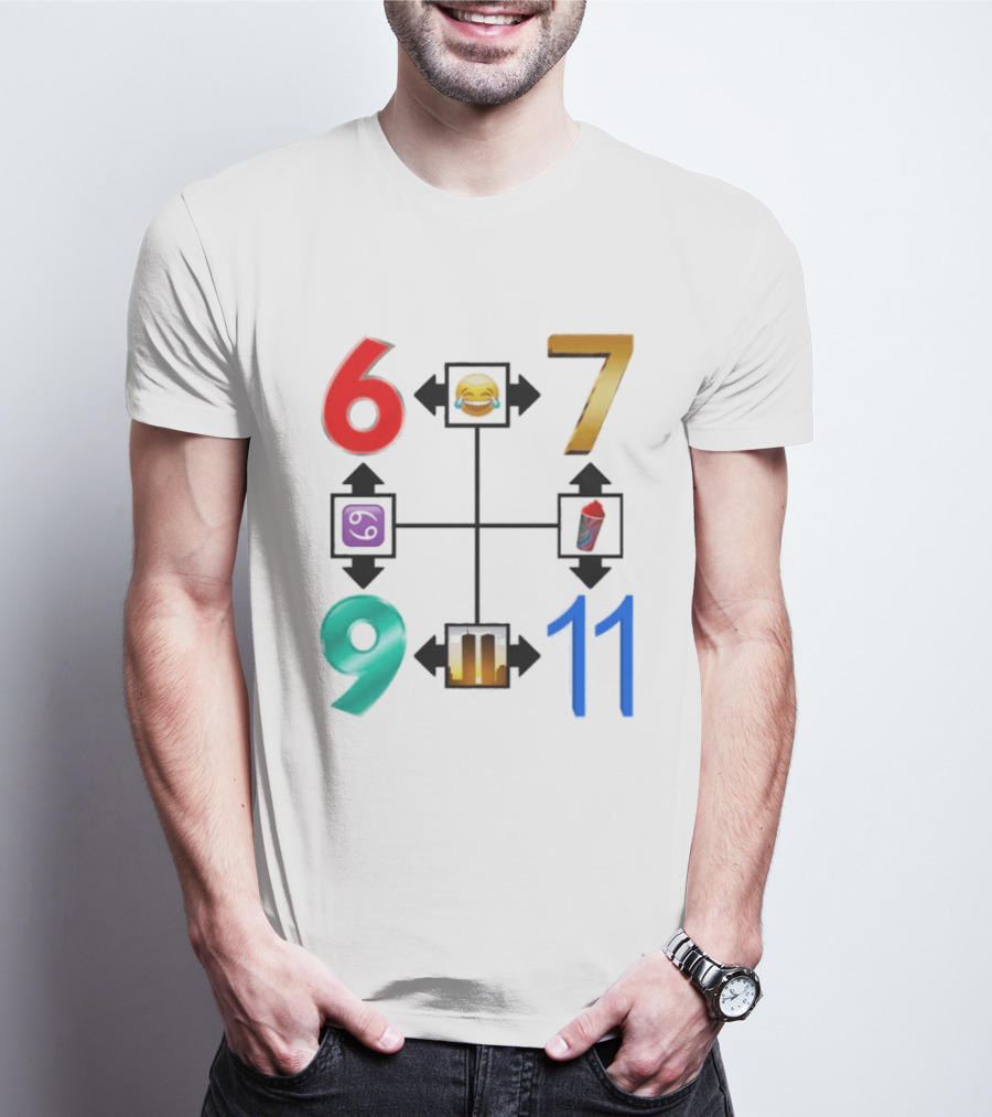67 69 9 11 Emoji Directional Symbols With Laughing Face Crying Tears T-Shirt