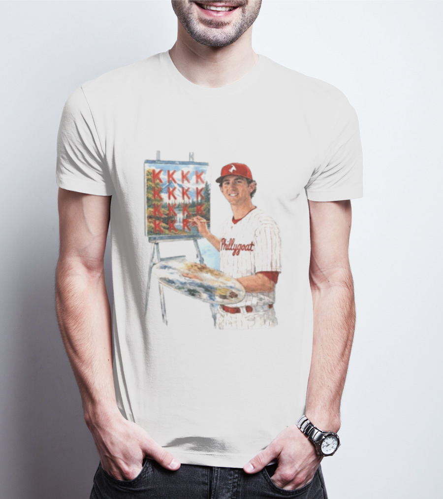 Andrew Painter Phillies Pitcher Painting Happy Little K's Phillygoat Baseball T-Shirt