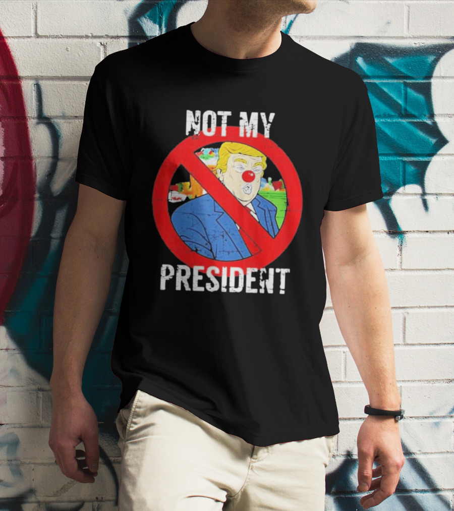 Not My President Trump Clown Red Circle T-Shirt