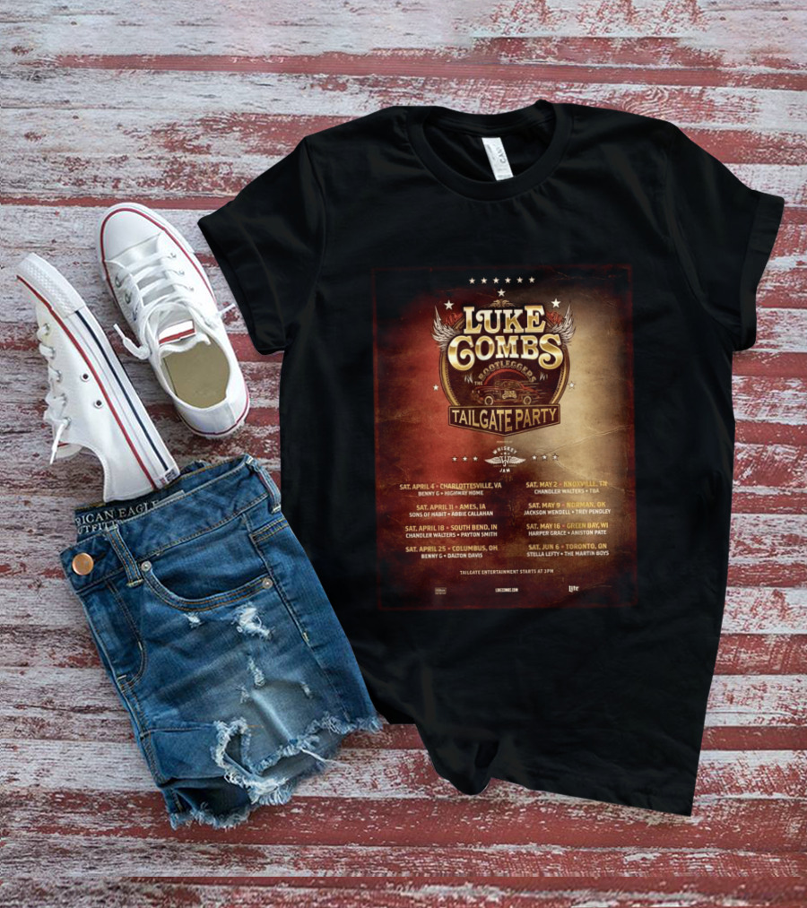 Luke Combs Bootleggers Tailgate Party 2026 My Kinda Saturday Night Tour City Dates Whiskey Jam T-Shirt
