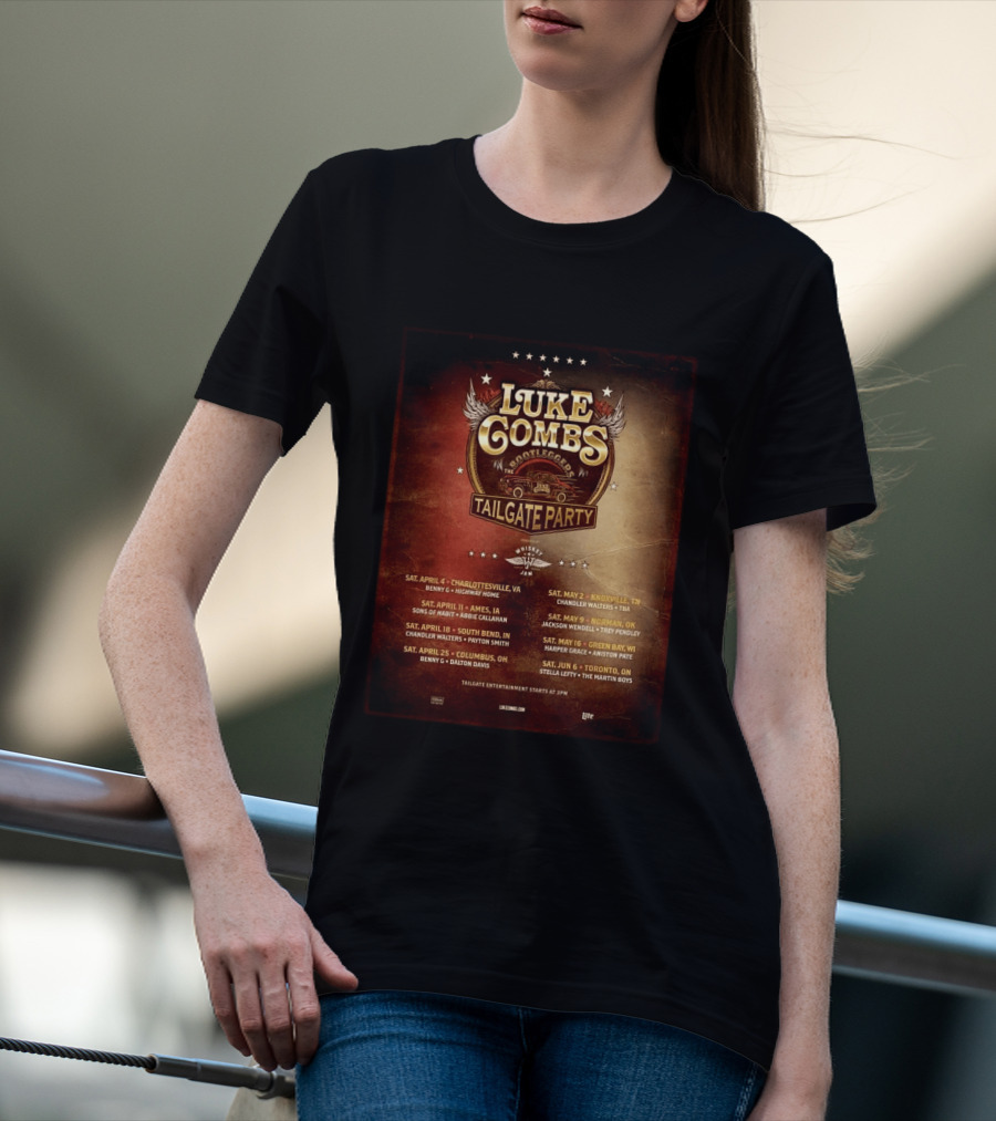 Luke Combs Bootleggers Tailgate Party 2026 My Kinda Saturday Night Tour City Dates Whiskey Jam T-Shirt