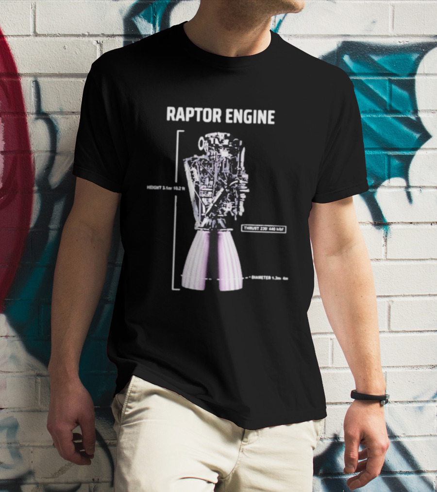 Raptor Engine Thrust 230 440 Klb Elon Musk T-Shirt