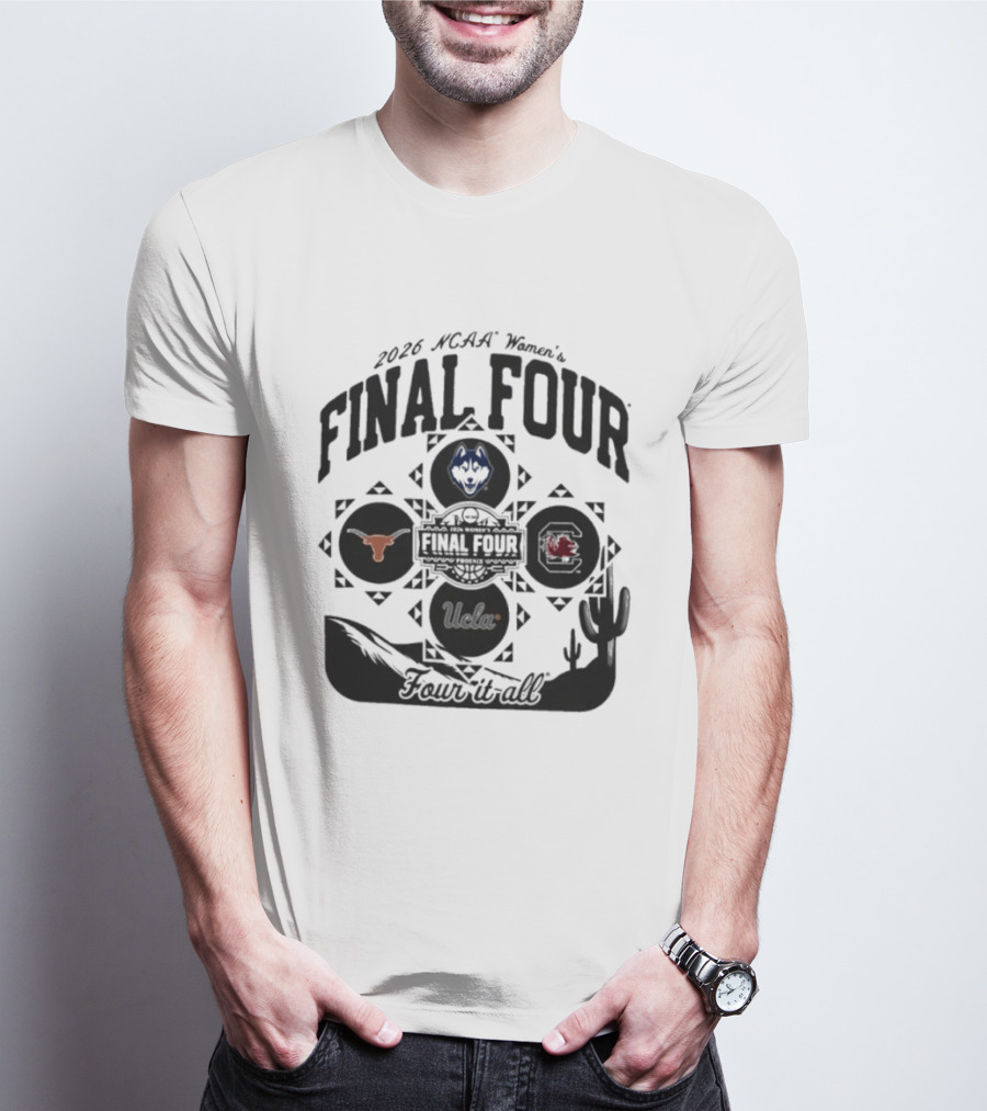 2026 NCAA Women's Final Four Arizona Wildcats, Texas Longhorns, Iowa Hawkeyes, Louisville Cardinals T-Shirt