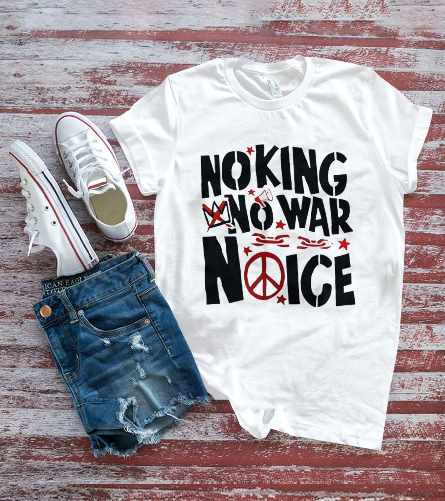 No King No War Peace Symbol Chain And Crown T-Shirt