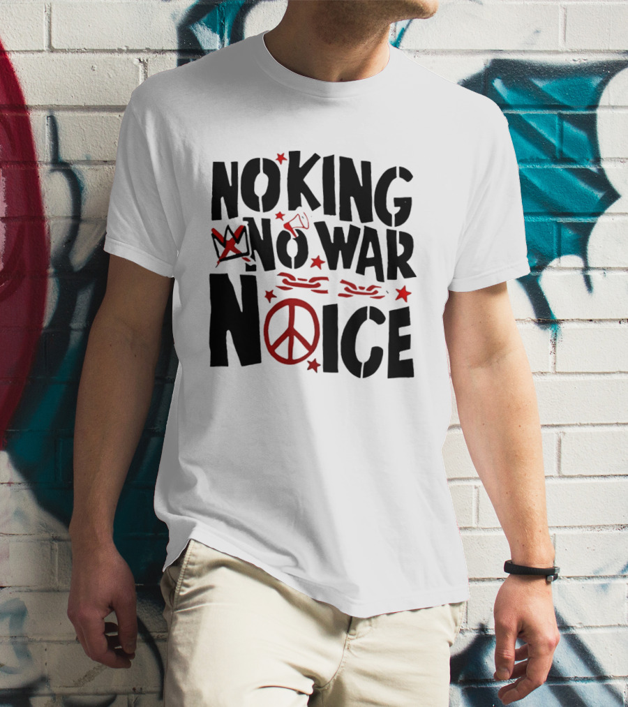 No King No War Peace Symbol Chain And Crown T-Shirt