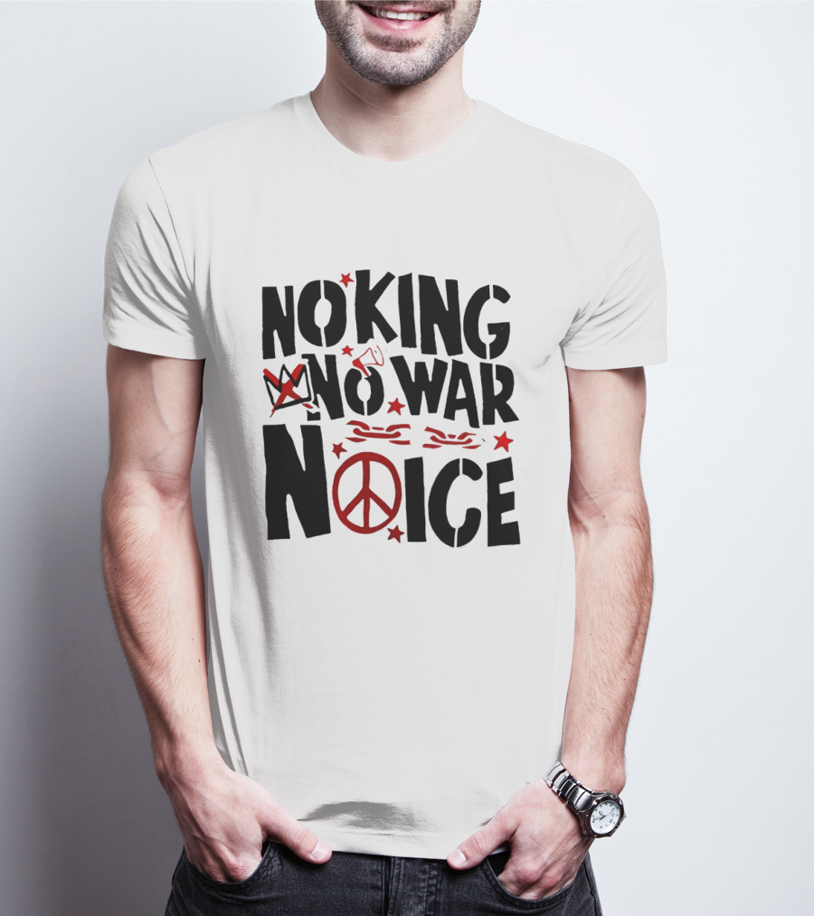 No King No War Peace Symbol Chain And Crown T-Shirt