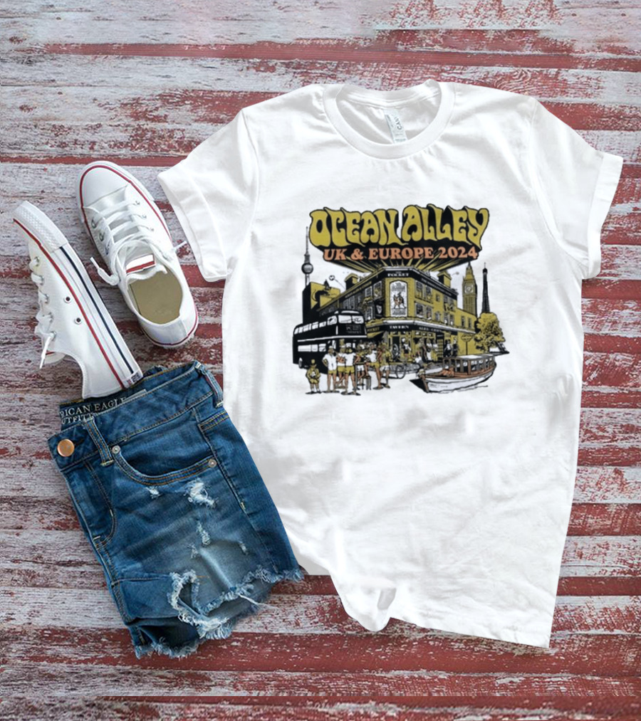 Ocean Alley UK And Europe 2024 Tour Pocket Tavern Scene With Landmarks T-Shirt