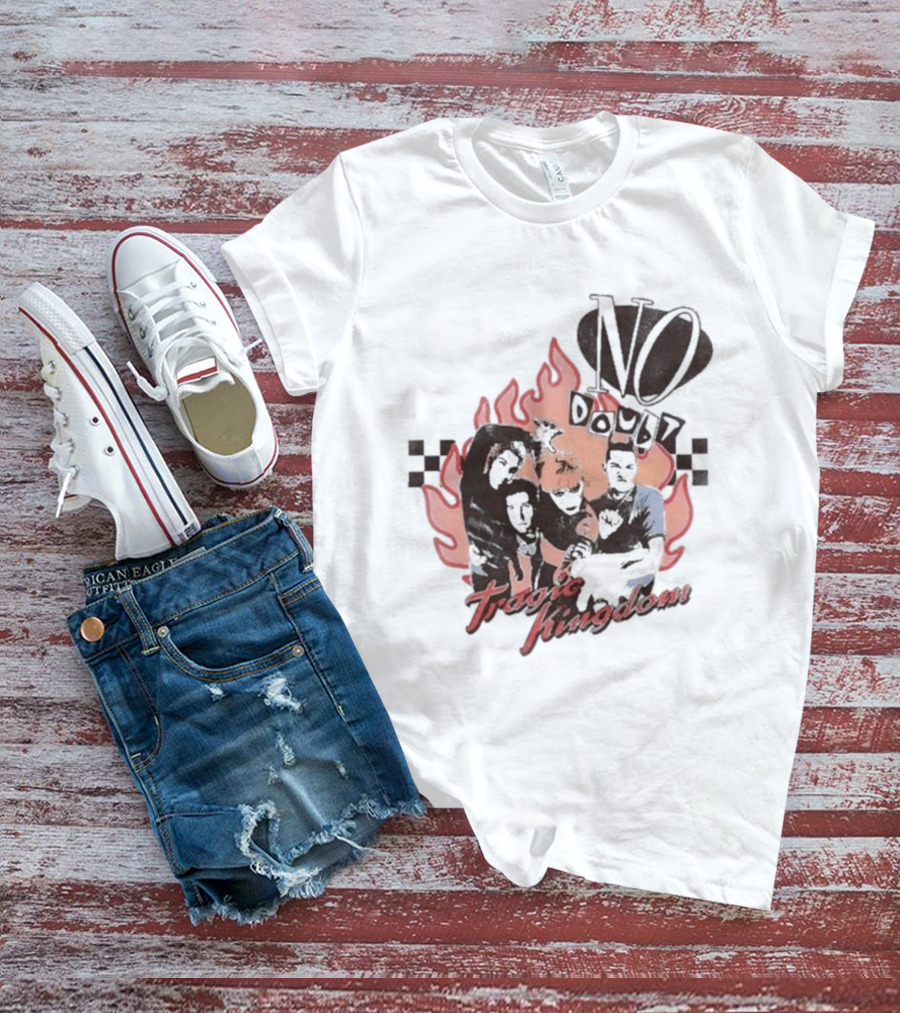 No Doubt Tragic Kingdom Band Flames And Checkerboard T-Shirt