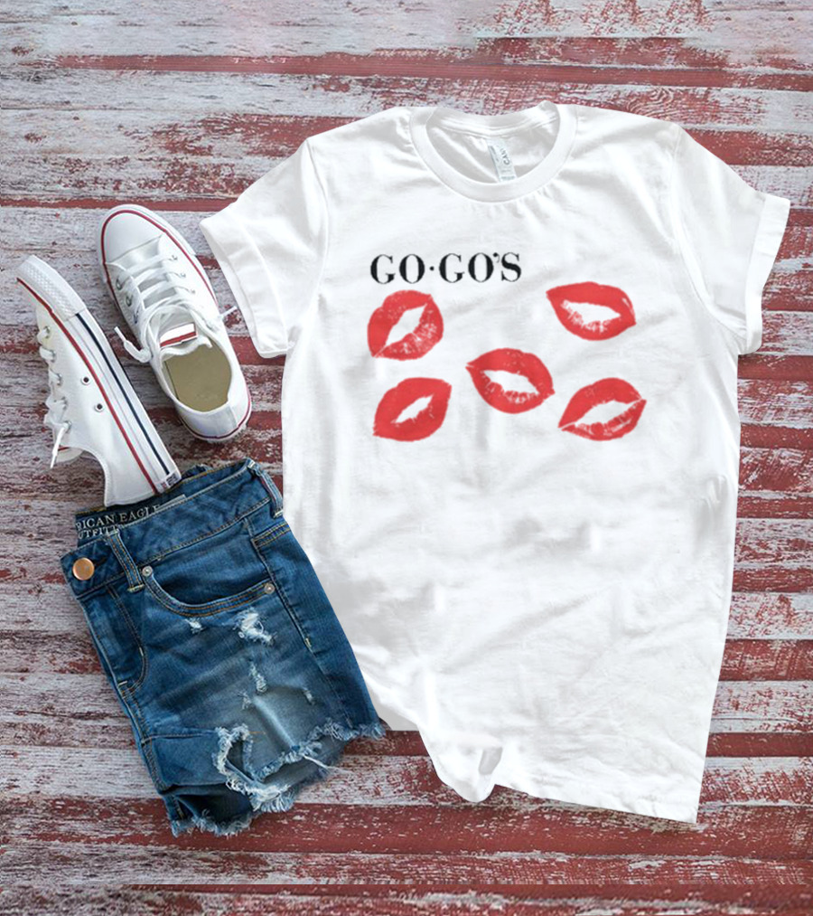 GO GO'S Red Lips White T-Shirt