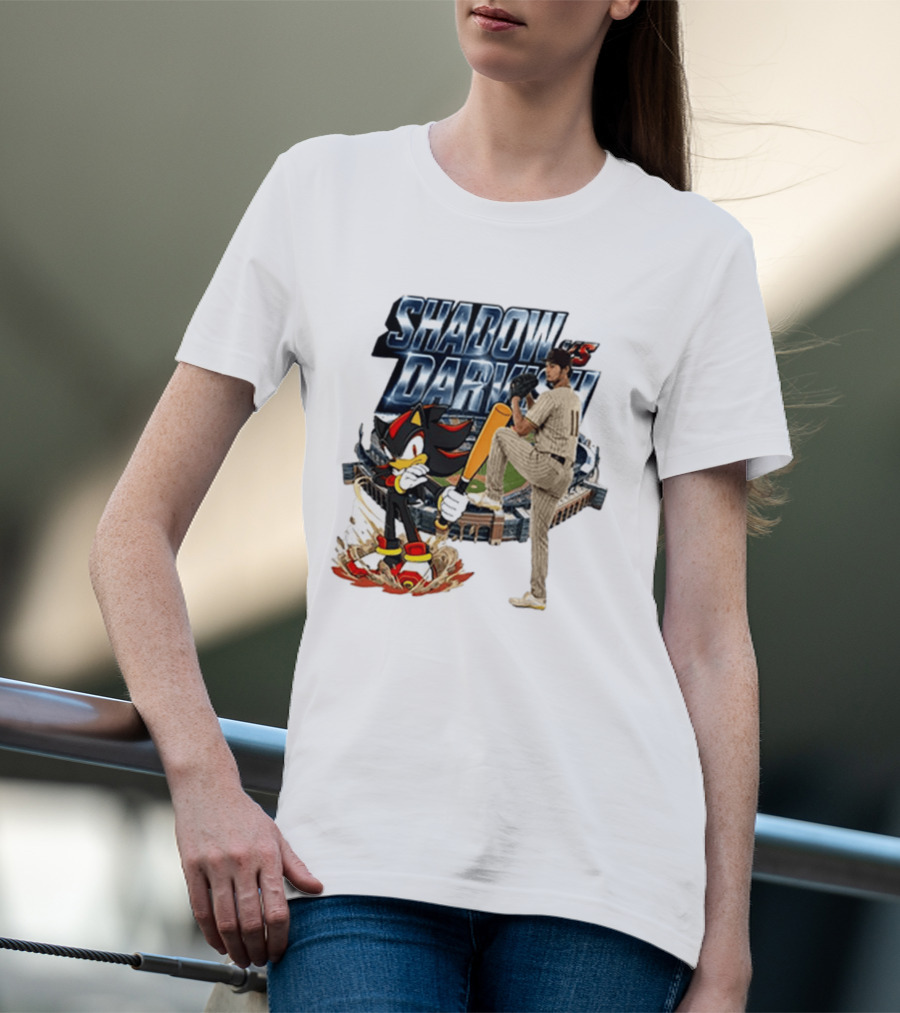 Shadow Vs Darvish Baseball Showdown With MLB Stadium And Hedgehog T-Shirt