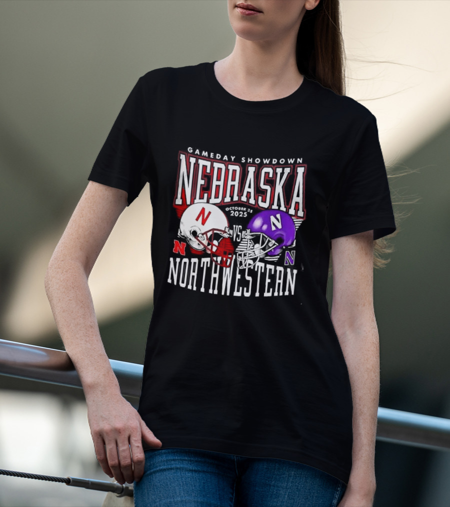 Nebraska Cornhuskers Northwestern Wildcats Gameday Showdown 2025 Helmet Matchup T-Shirt