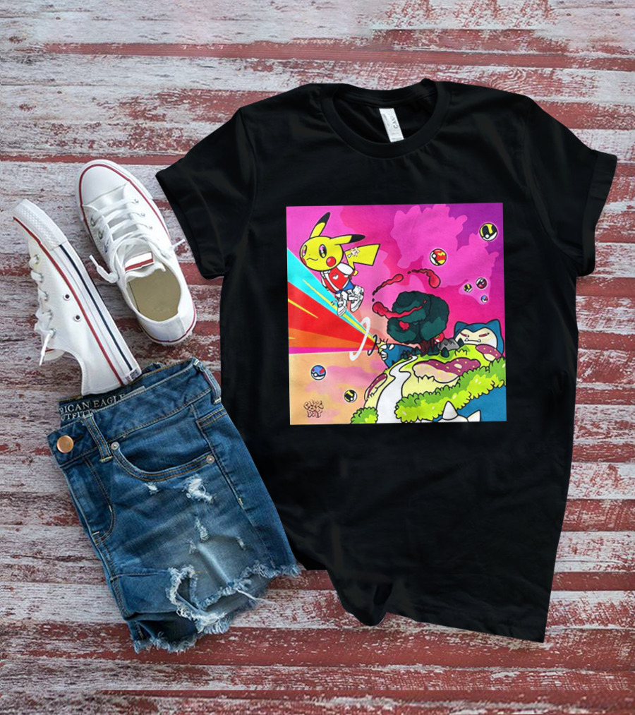 Pikachu Graduation Inspired By Album Cover Elements Pokemon Crossover Scene T-Shirt