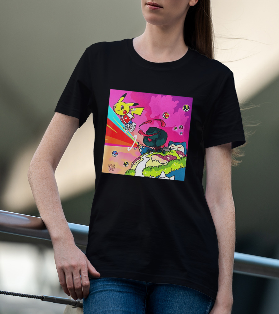 Pikachu Graduation Inspired By Album Cover Elements Pokemon Crossover Scene T-Shirt