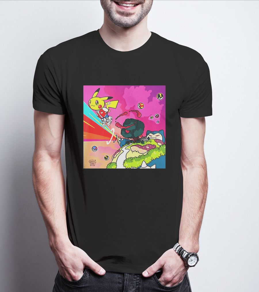 Pikachu Graduation Inspired By Album Cover Elements Pokemon Crossover Scene T-Shirt