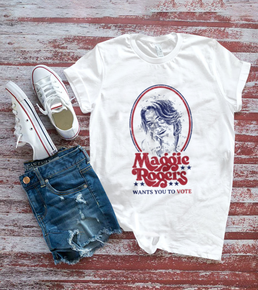 Maggie Rogers Wants You To Vote Portrait Stars T-Shirt
