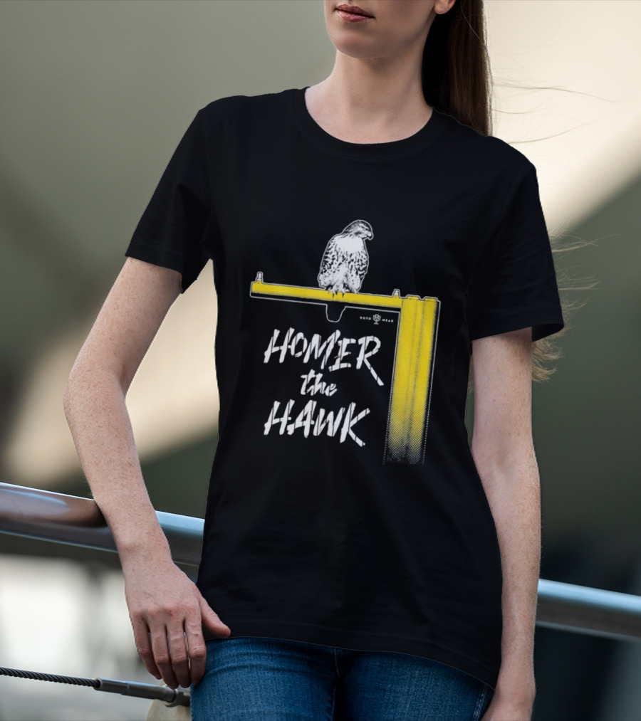 Homer The Hawk Perched On Yellow Crossbar T-Shirt