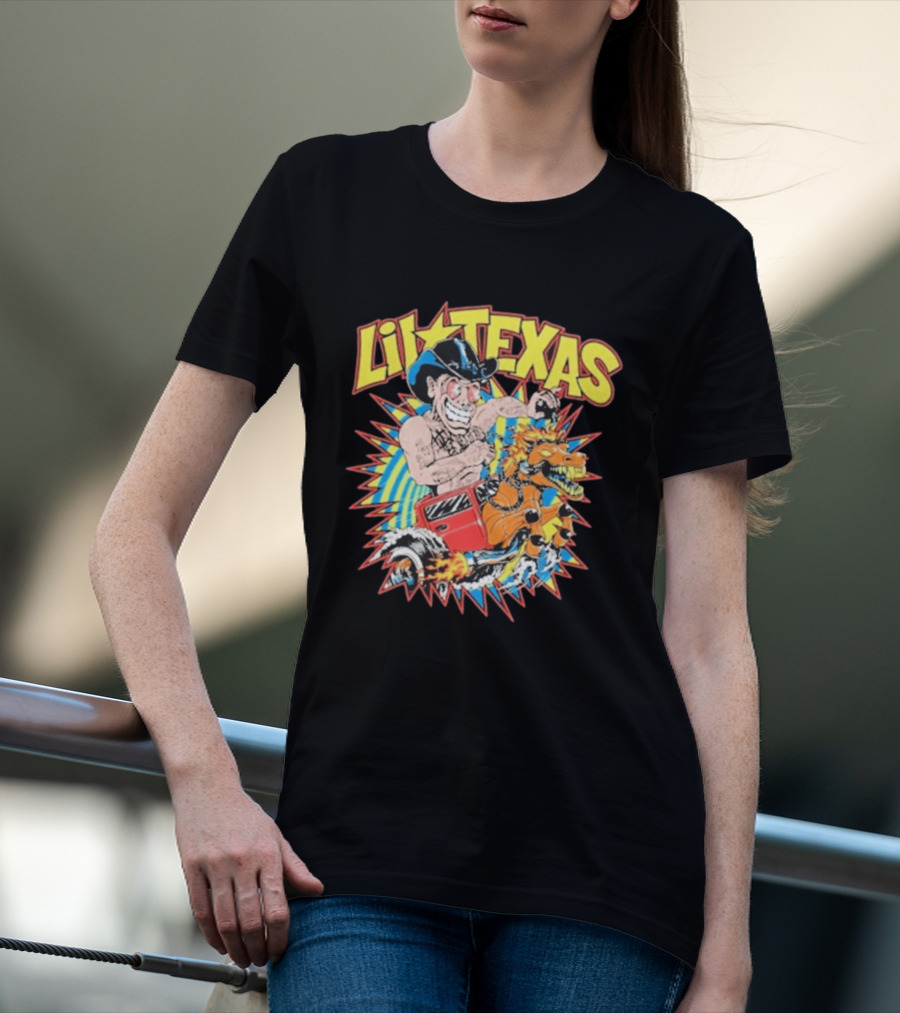 Lil Texas Cartoon Cowboy Racing Dinosaur Kt8 Need For Speed T-Shirt