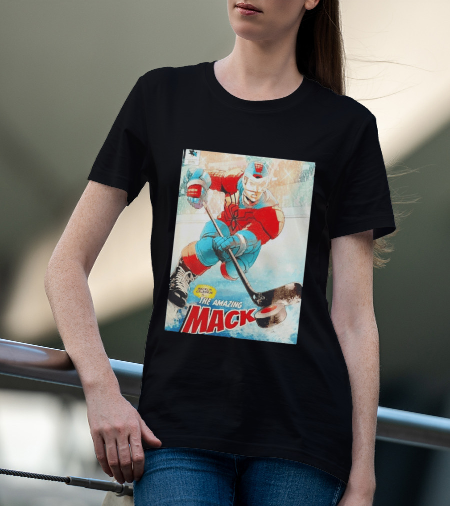 Macklin Celebrini The Amazing Mack San Jose Sharks Hockey Comic T-Shirt