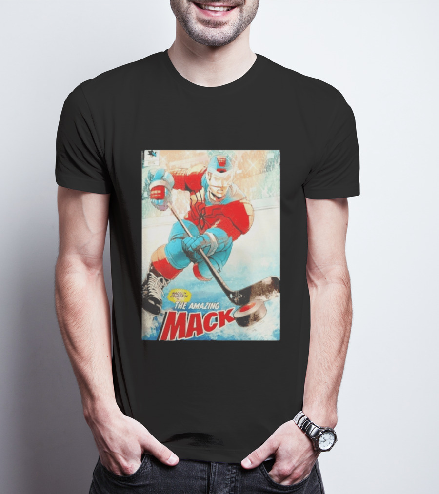 Macklin Celebrini The Amazing Mack San Jose Sharks Hockey Comic T-Shirt