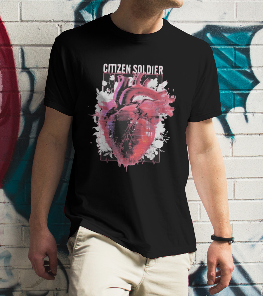 Citizen Soldier Heartbeat Anatomical Heart And Floral T-Shirt