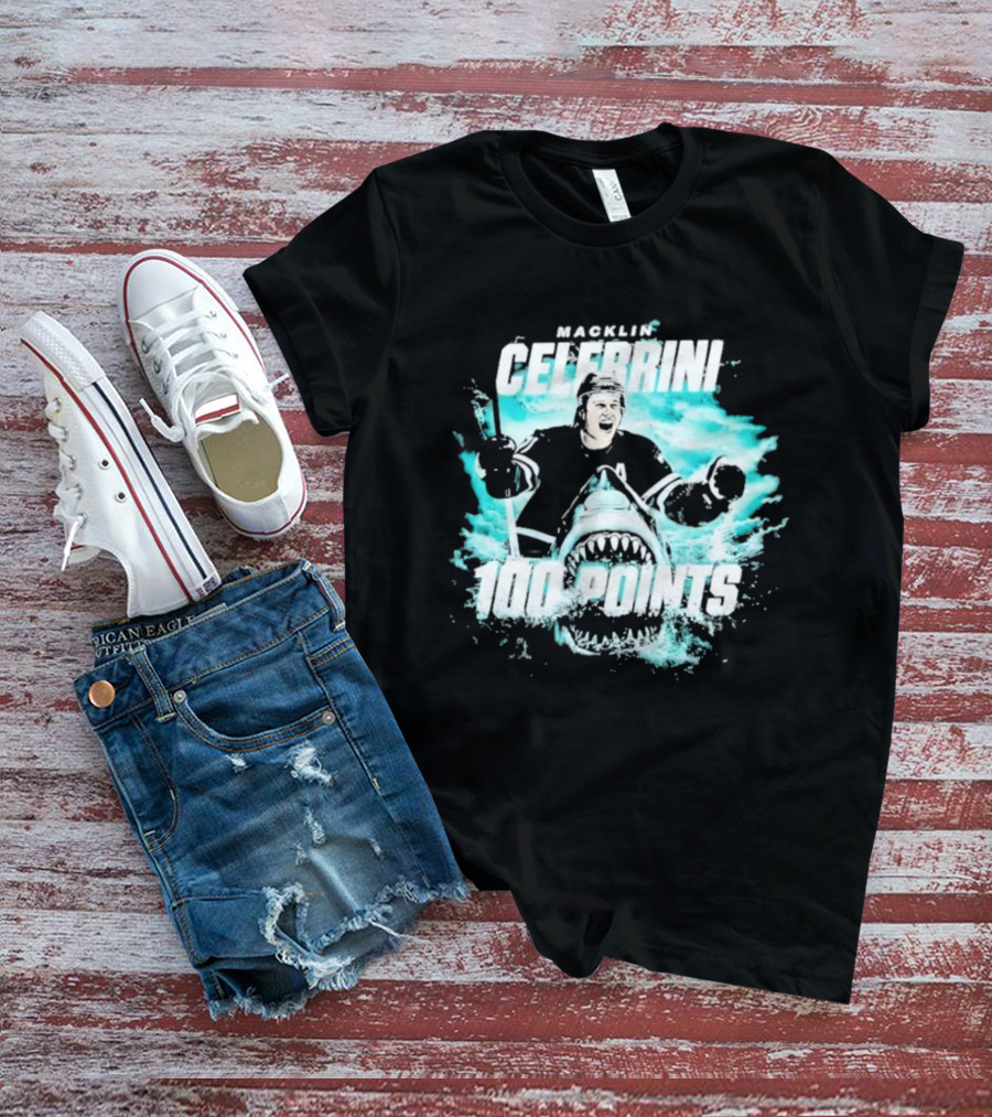 Macklin Celebrini San Jose Sharks 100 Points T-Shirt