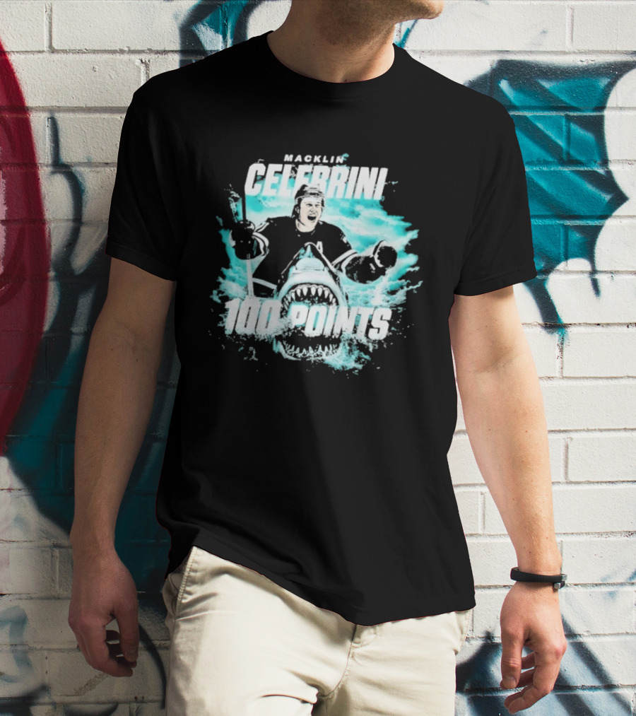 Macklin Celebrini San Jose Sharks 100 Points T-Shirt