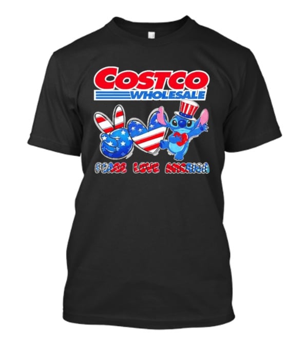 Costco Wholesale Peace Love America Stitch 4th Of July Celebrations T-Shirt